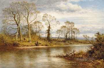  autumn art - An English River in Autumn landscape Benjamin Williams Leader
